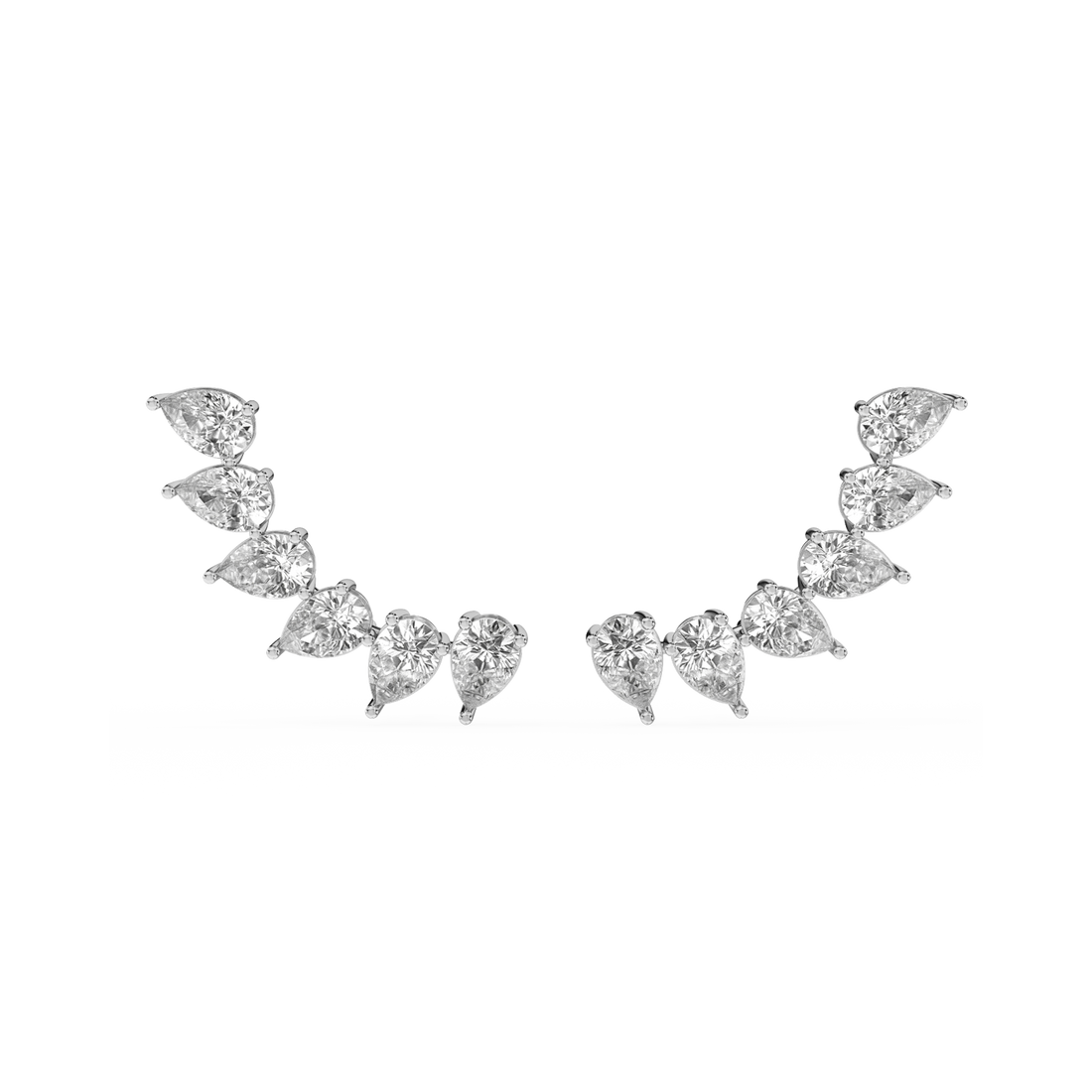 Ear Crawler Sparkle - Front View in White Gold - Diamond Jewellery by Moena