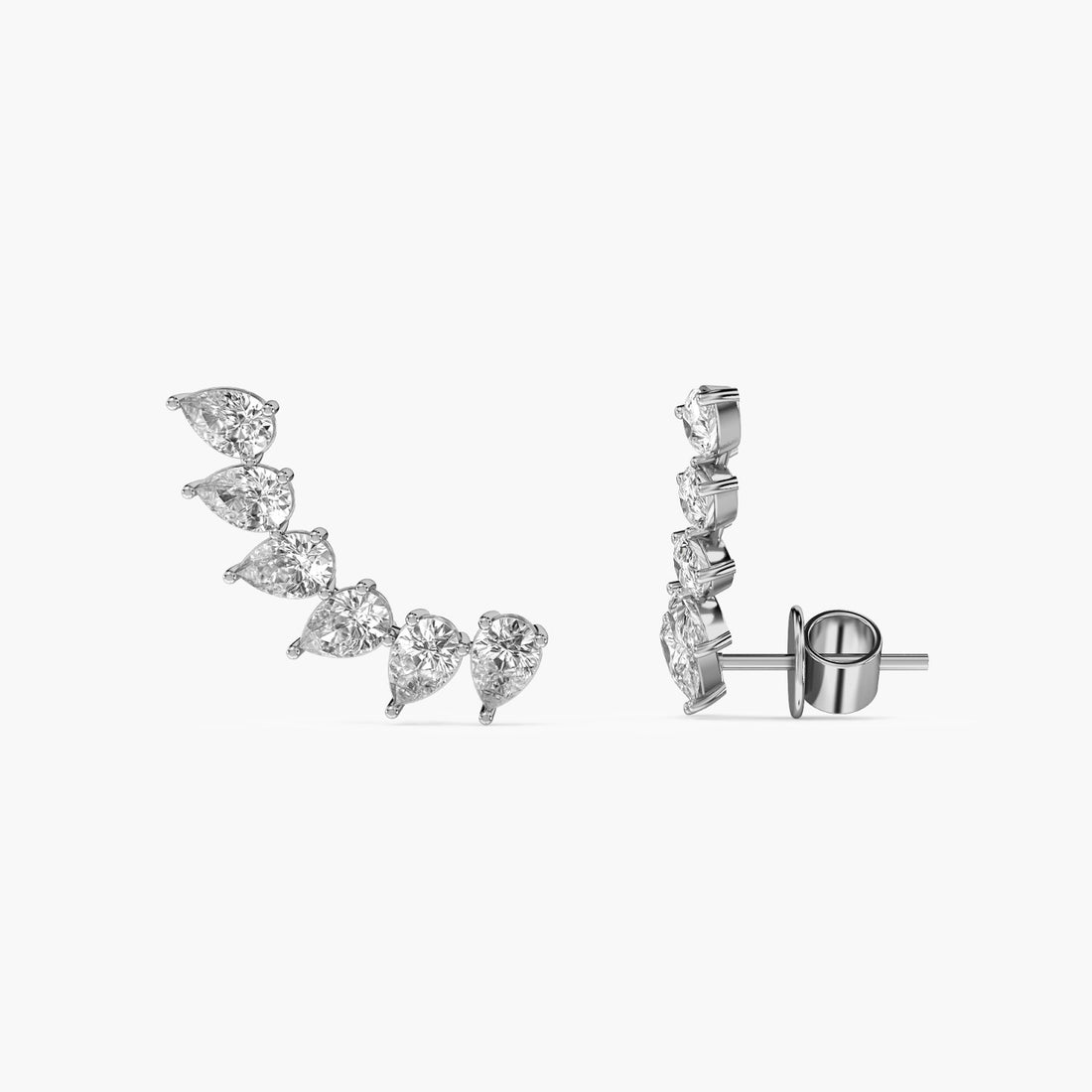Ear Crawler Sparkle - Side View in White Gold - Diamond Jewellery by Moena