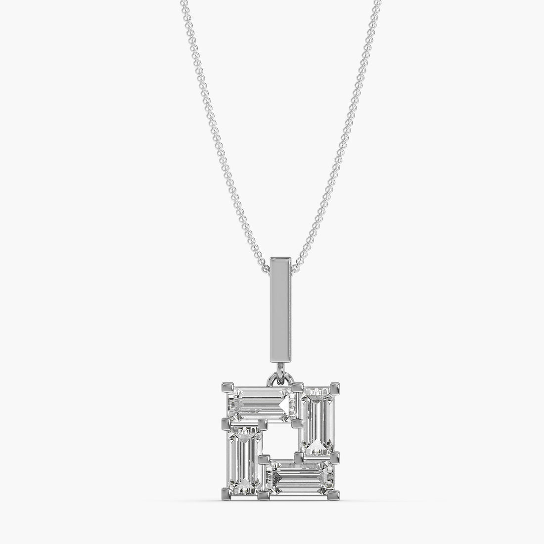 Baguette Square Pendant (With chain)