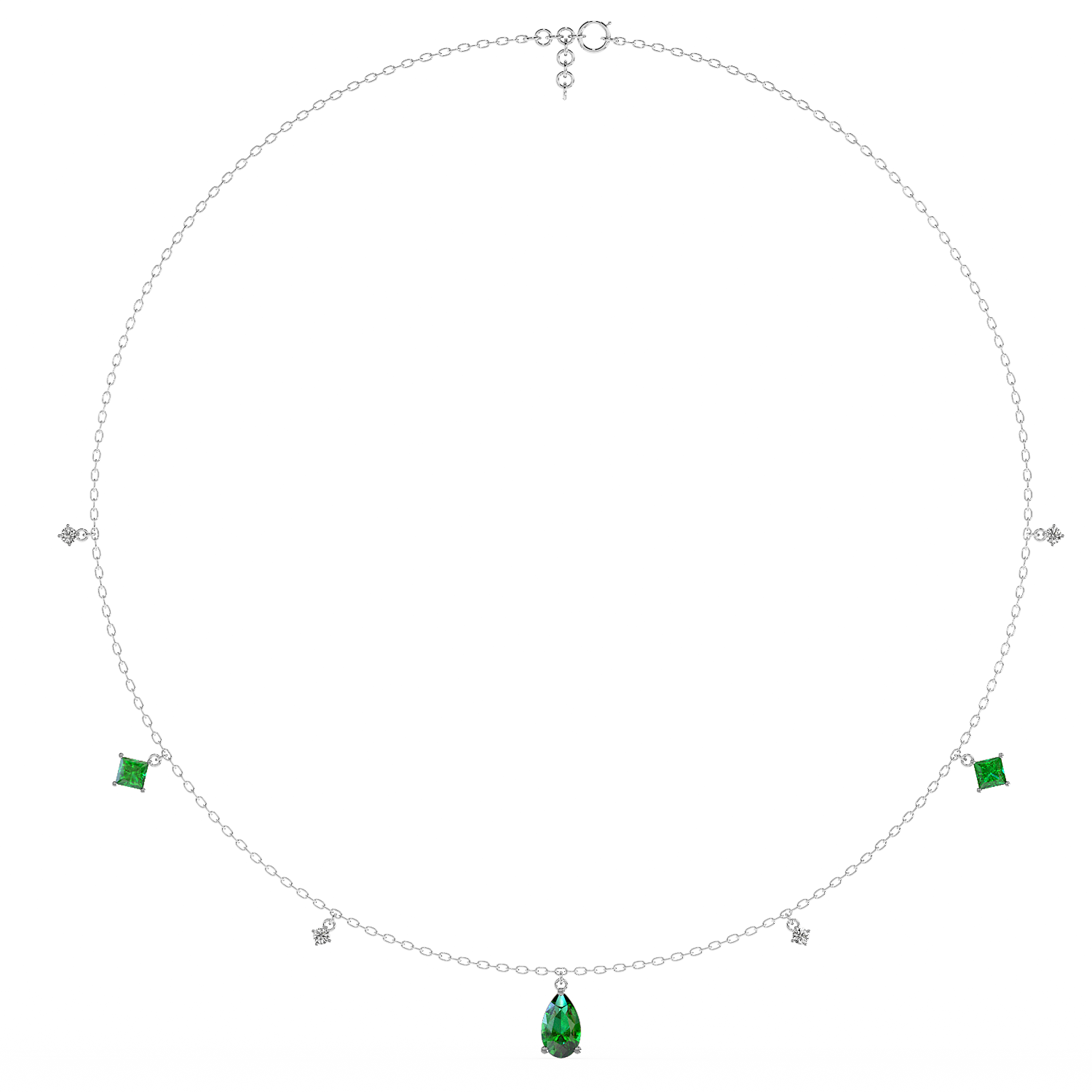 Emerald Charms Necklace (With chain)
