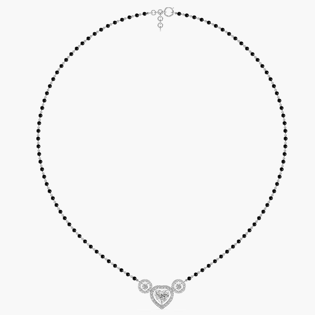 Heart Halo Mangalsutra - Full View in White Gold - Heart Diamond Pendant by Moena