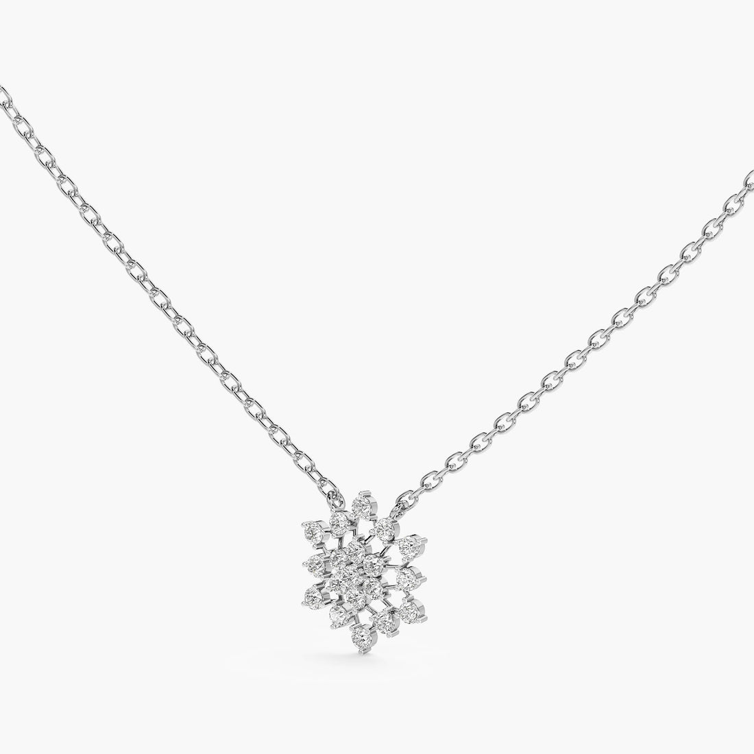 Floral Radiance Pendant - 3D View in White Gold - Diamond Pendant by Moena