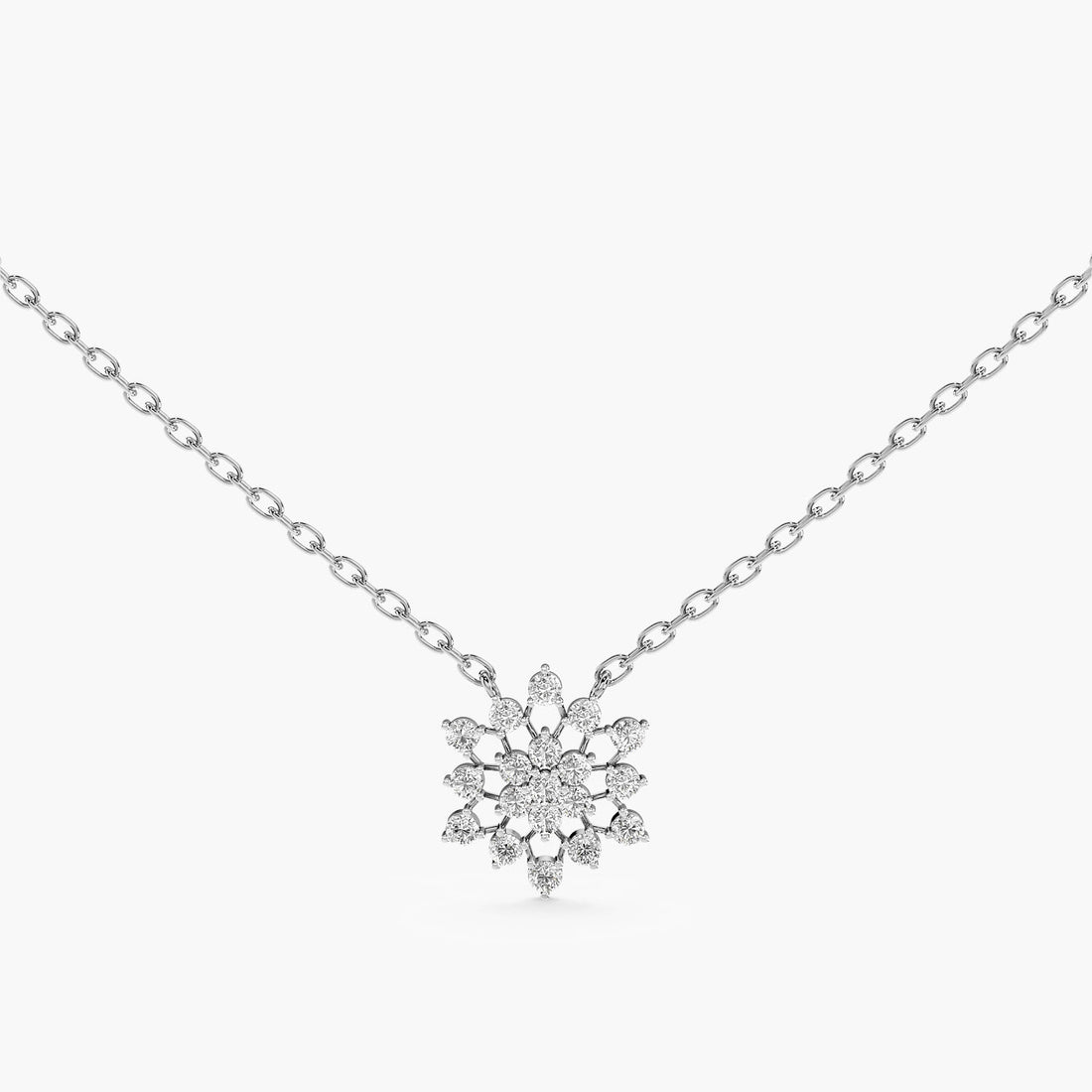 Floral Radiance Pendant - Front View in White Gold - Diamond Pendant by Moena