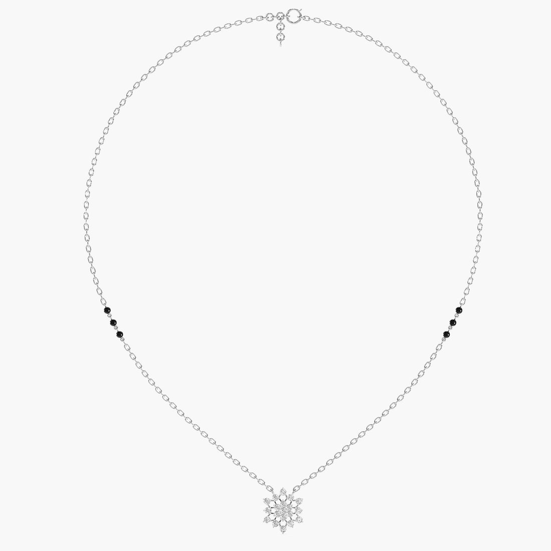 Floral Radiance Pendant - Full View in White Gold - Diamond Pendant by Moena