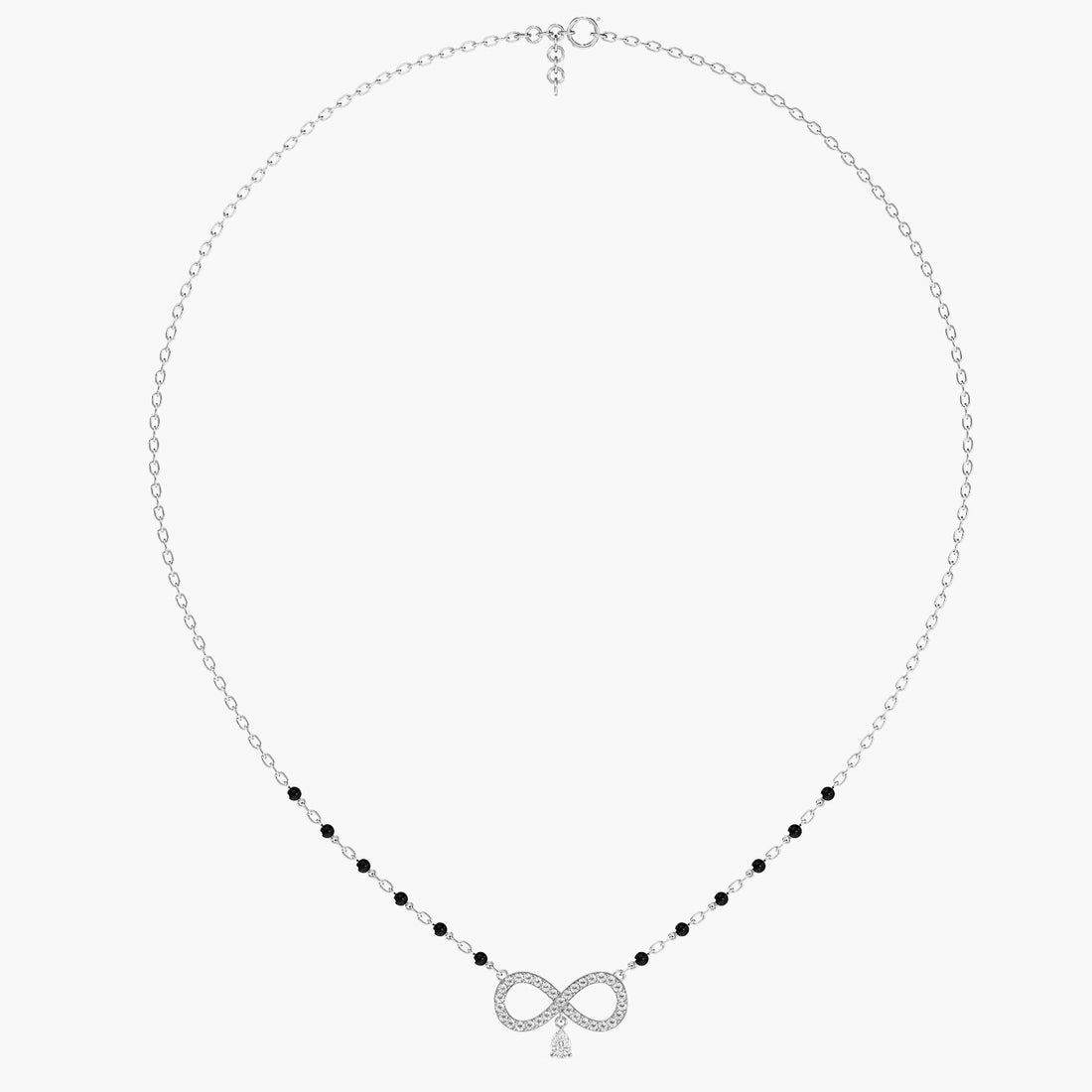 Infinity Drop Mangalsutra - Full View in White Gold - Diamond Pendant by Moena