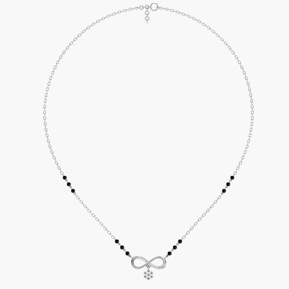 Infinity Bloom Mangalsutra - Full View in White Gold - Diamond Pendant by Moena