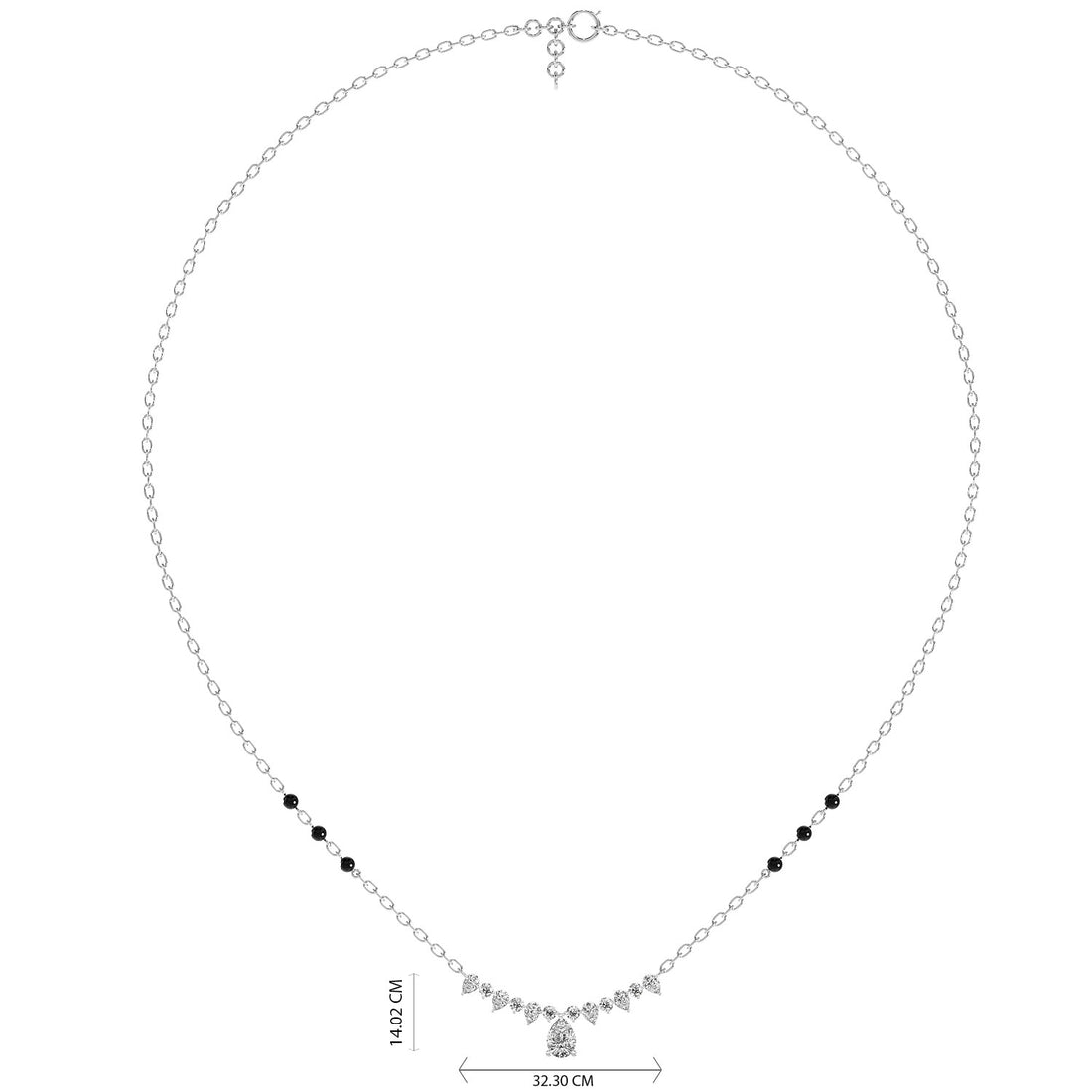 Pear Cascade Mangalsutra - Full View in White Gold - Pear Diamond Pendant by Moena