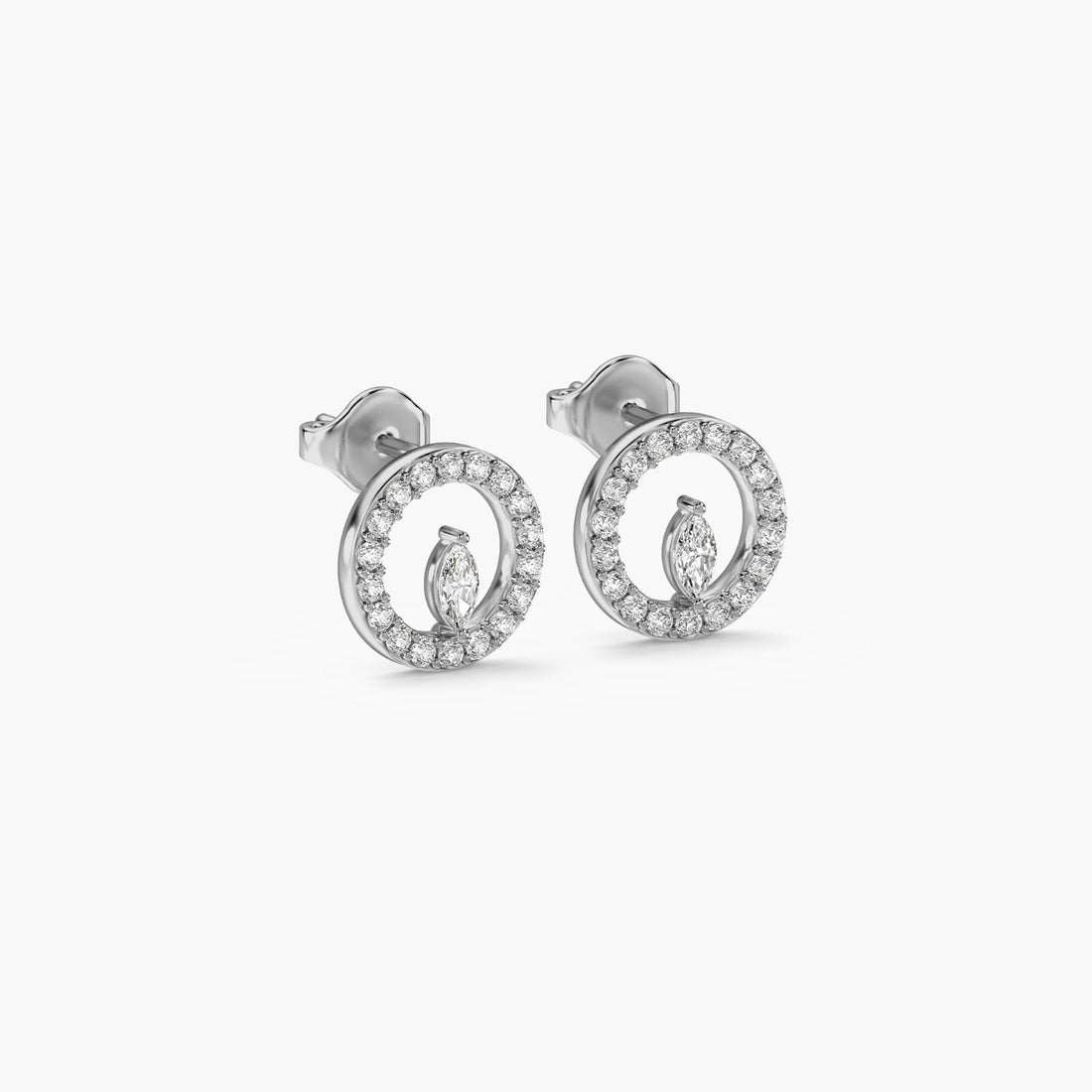 Eternal Bloom Studs - 3D View in White Gold - Diamond Stud by Moena