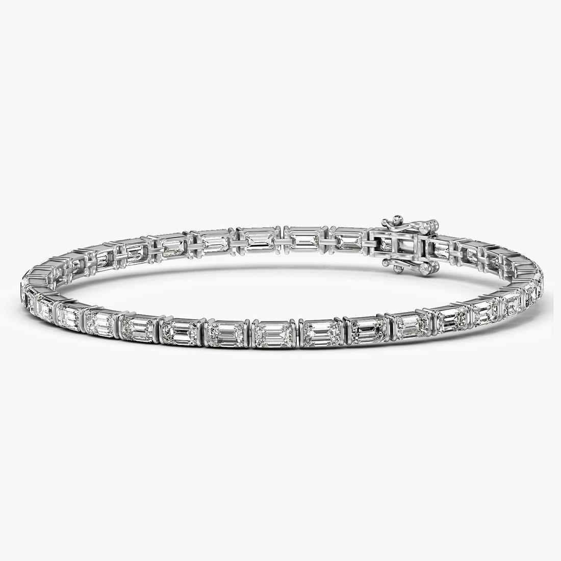 Statement Emerald 0.40 ct Tennis Bracelet - 3D View in White Gold - Emerald Diamond Bracelet by Moena