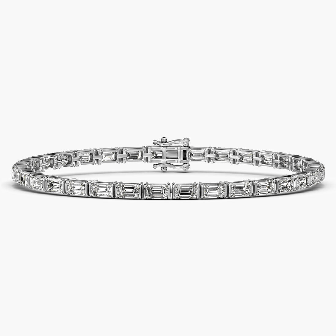 Statement Emerald 0.40 ct Tennis Bracelet - Front View in White Gold - Emerald Diamond Bracelet by Moena