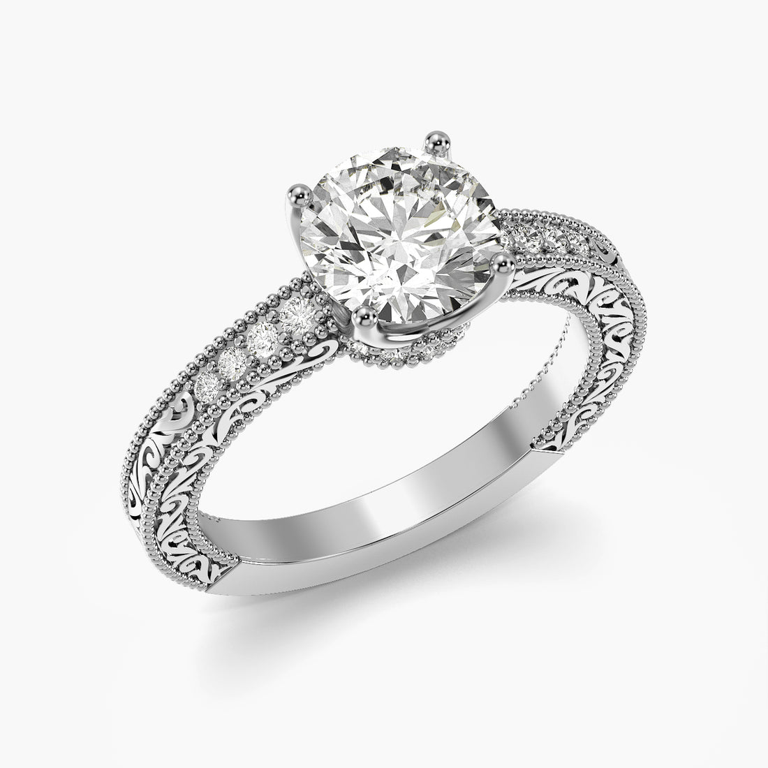 Round Vintage Lab Grown Diamond Ring