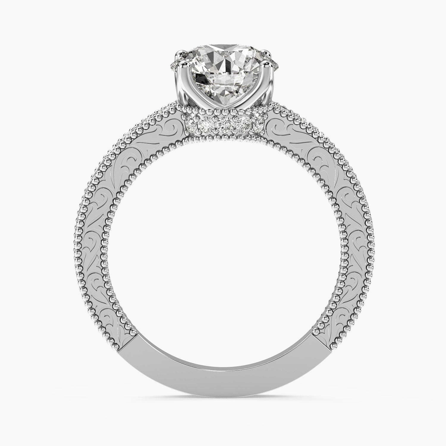 Round Vintage Lab Grown Diamond Ring