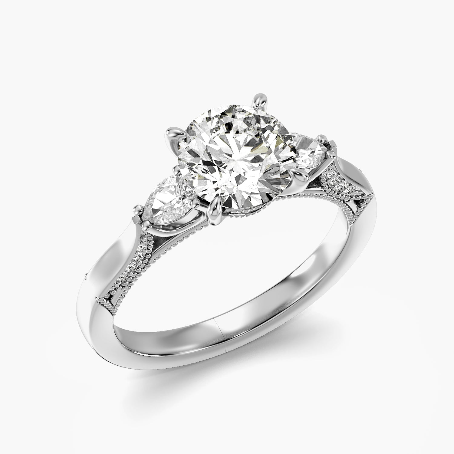 Round Three Stone Lab Grown Diamond Ring