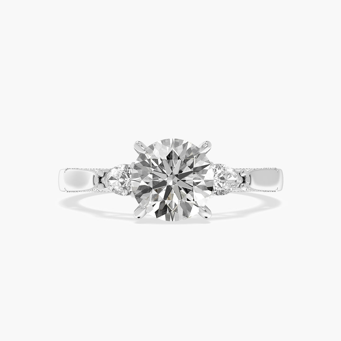 Round Three Stone Lab Grown Diamond Ring