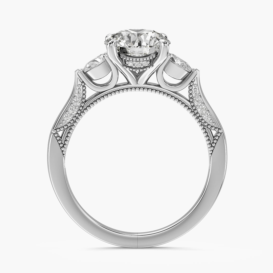 Round Three Stone Lab Grown Diamond Ring