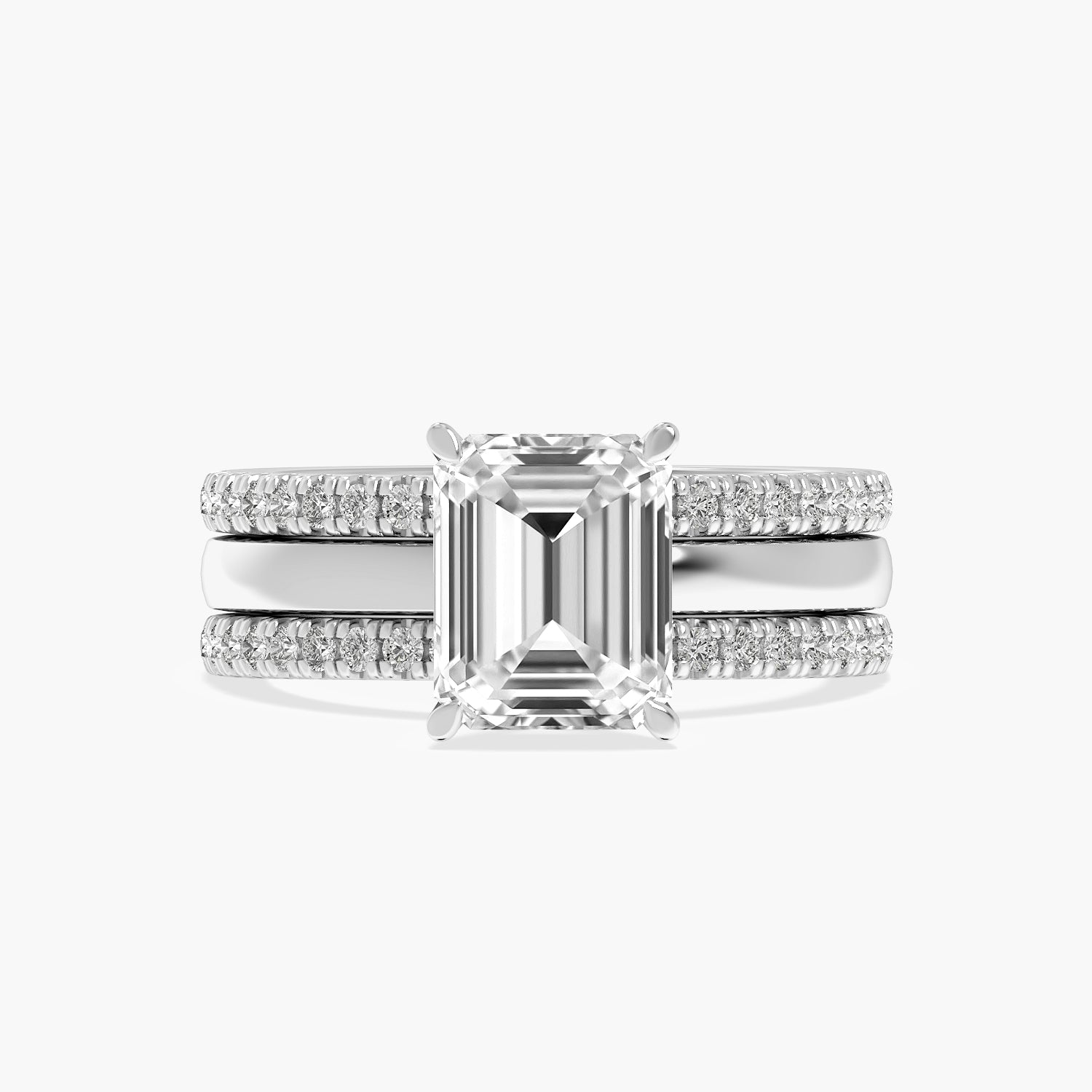 Trinity Emerald Lab Grown Diamond Ring