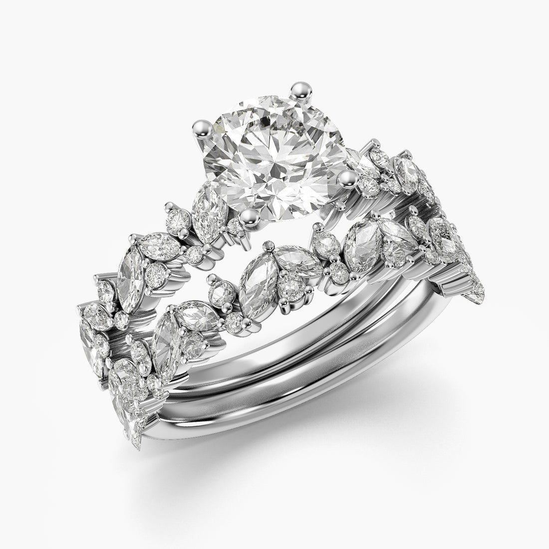 Round Floral Lab Grown Diamond Ring