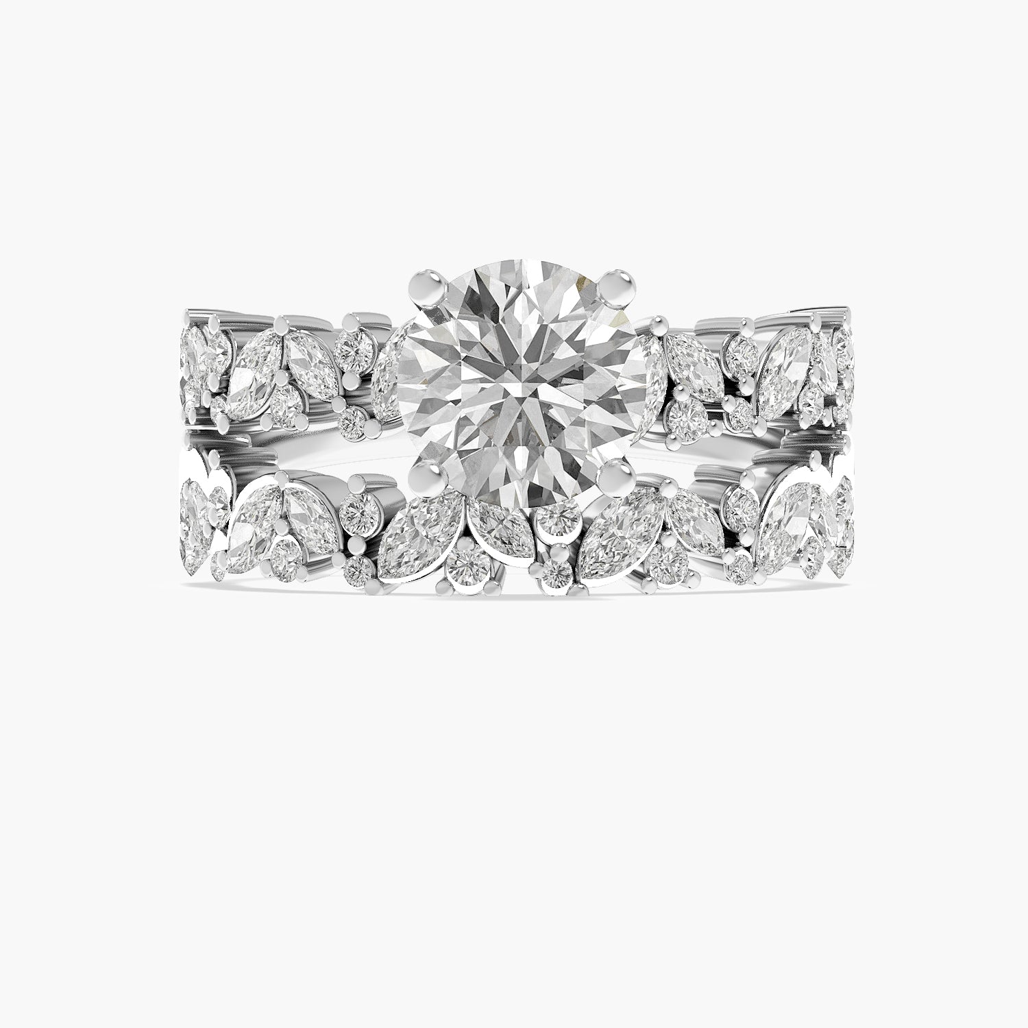 Round Floral Lab Grown Diamond Ring
