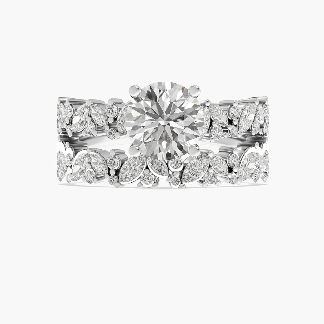 Round Floral Lab Grown Diamond Ring