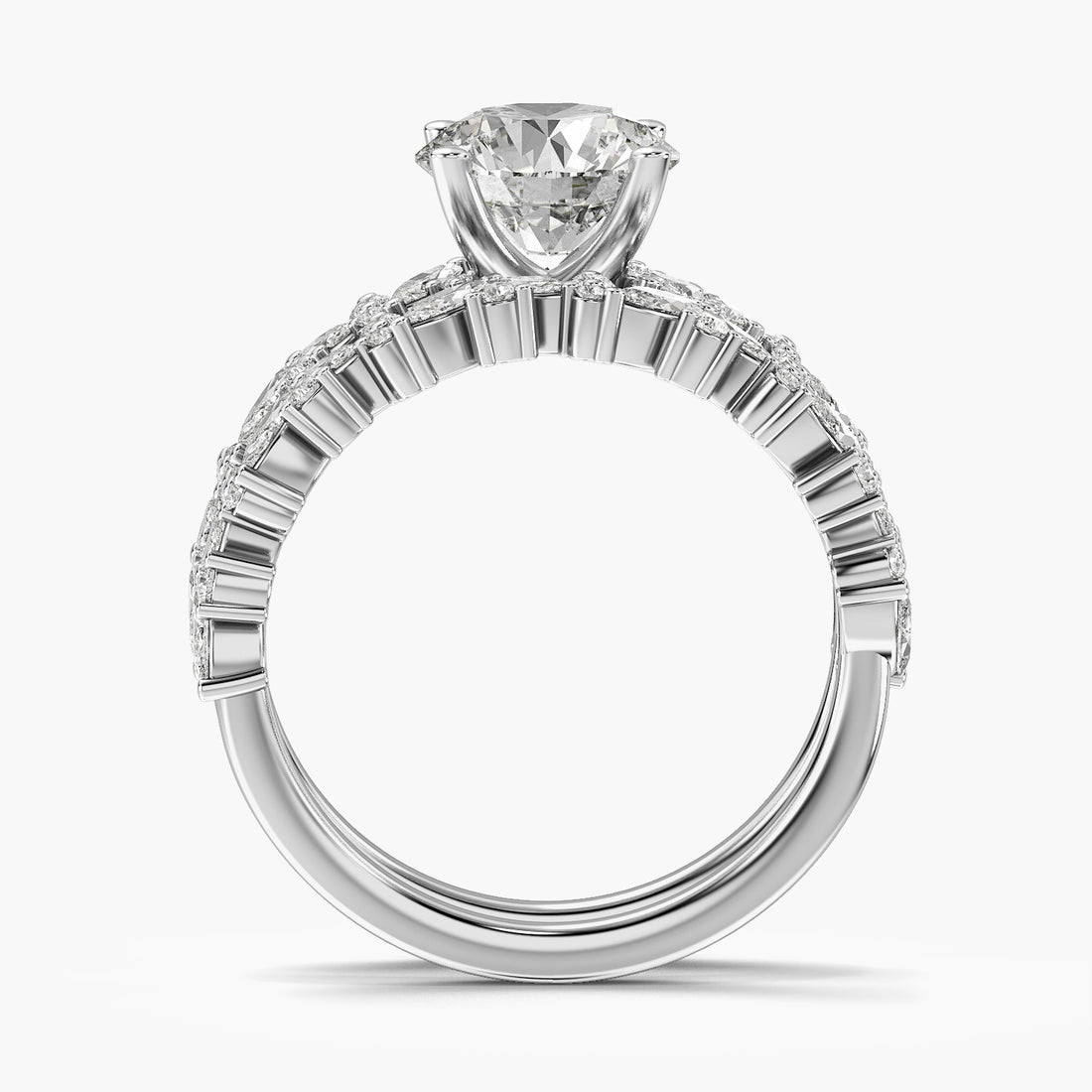 Round Floral Lab Grown Diamond Ring