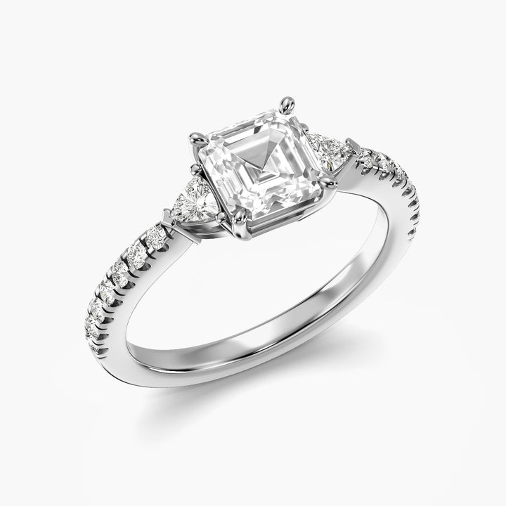 Asscher Solitaire with Trillion Sides