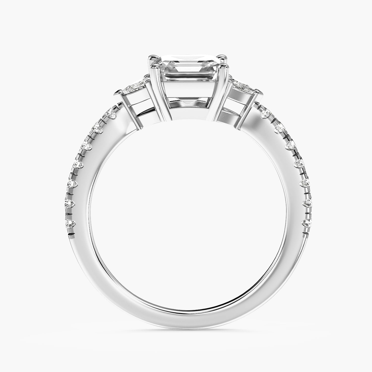Asscher Solitaire with Trillion Sides