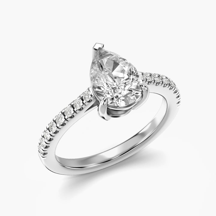 Pear Solitaire Pavé Ring