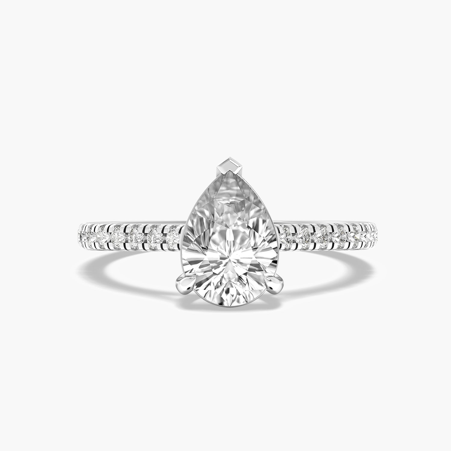 Pear Solitaire Pavé Ring