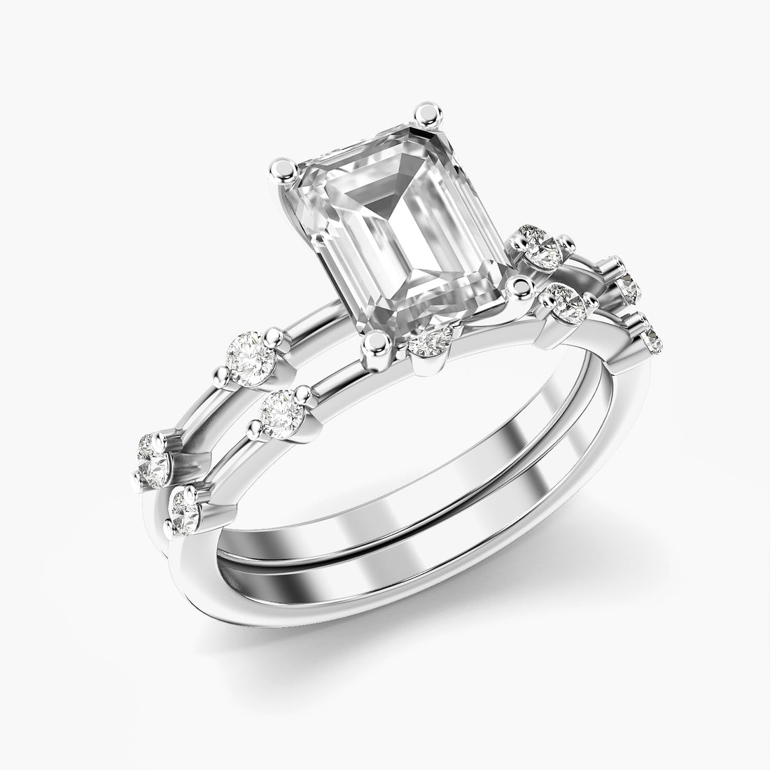 Emerald Split Band Lab Grown Diamond Ring