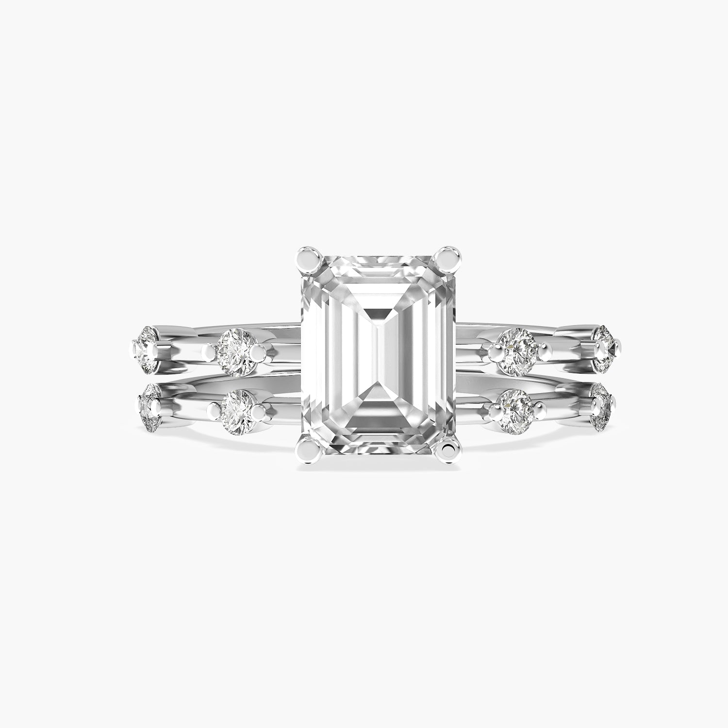 Emerald Split Band Lab Grown Diamond Ring