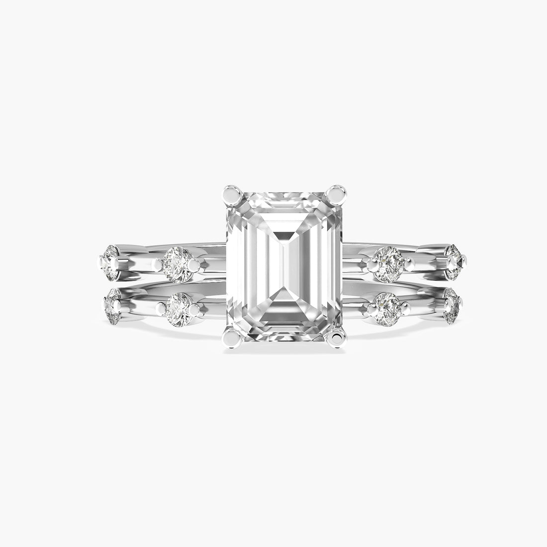 Emerald Split Band Lab Grown Diamond Ring