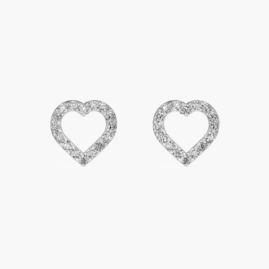 Heart Halo Lab-Grown Diamond Earrings - Front View in White Gold - Heart Diamond Earring by Moena