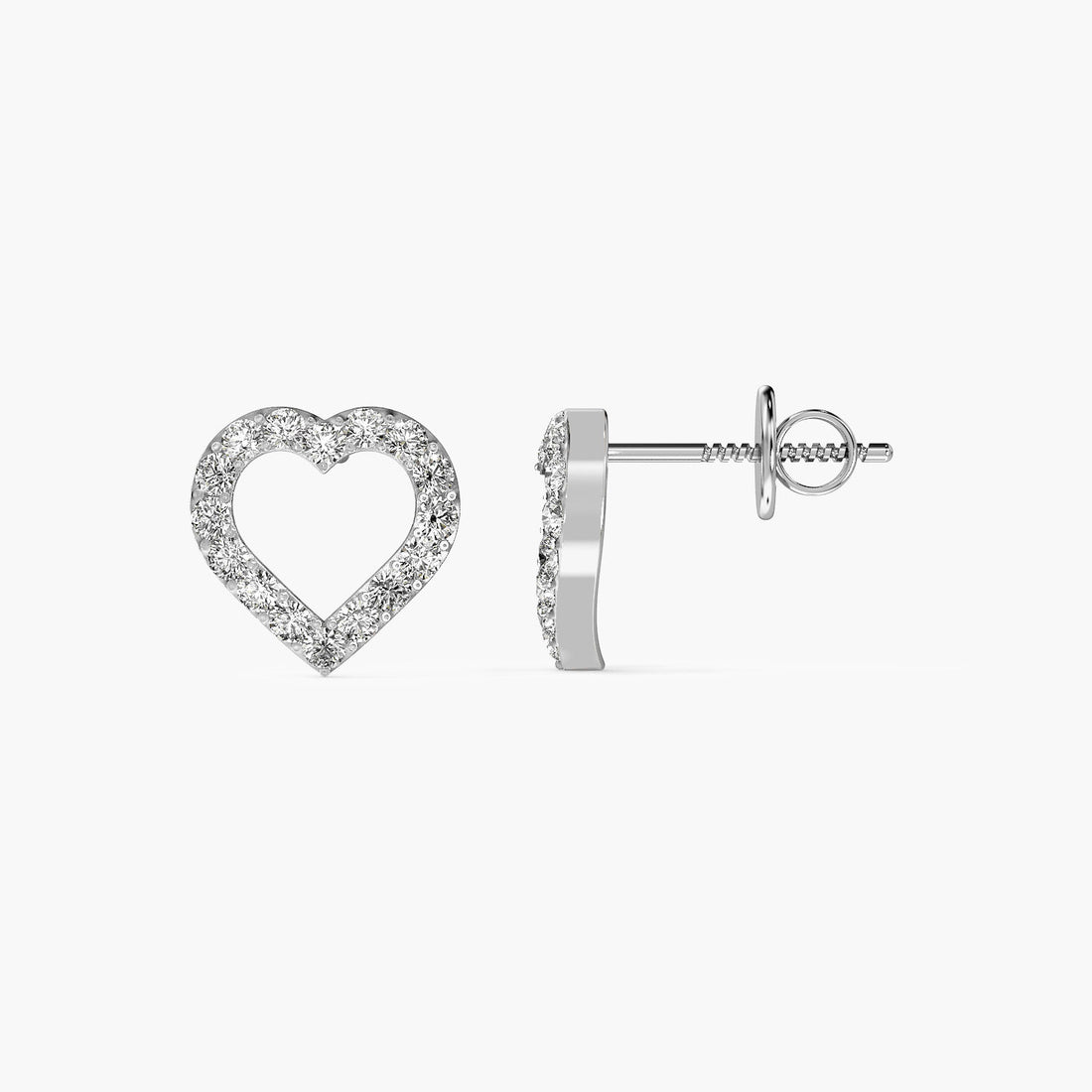 Heart Halo Lab-Grown Diamond Earrings - Side View in White Gold - Heart Diamond Earring by Moena