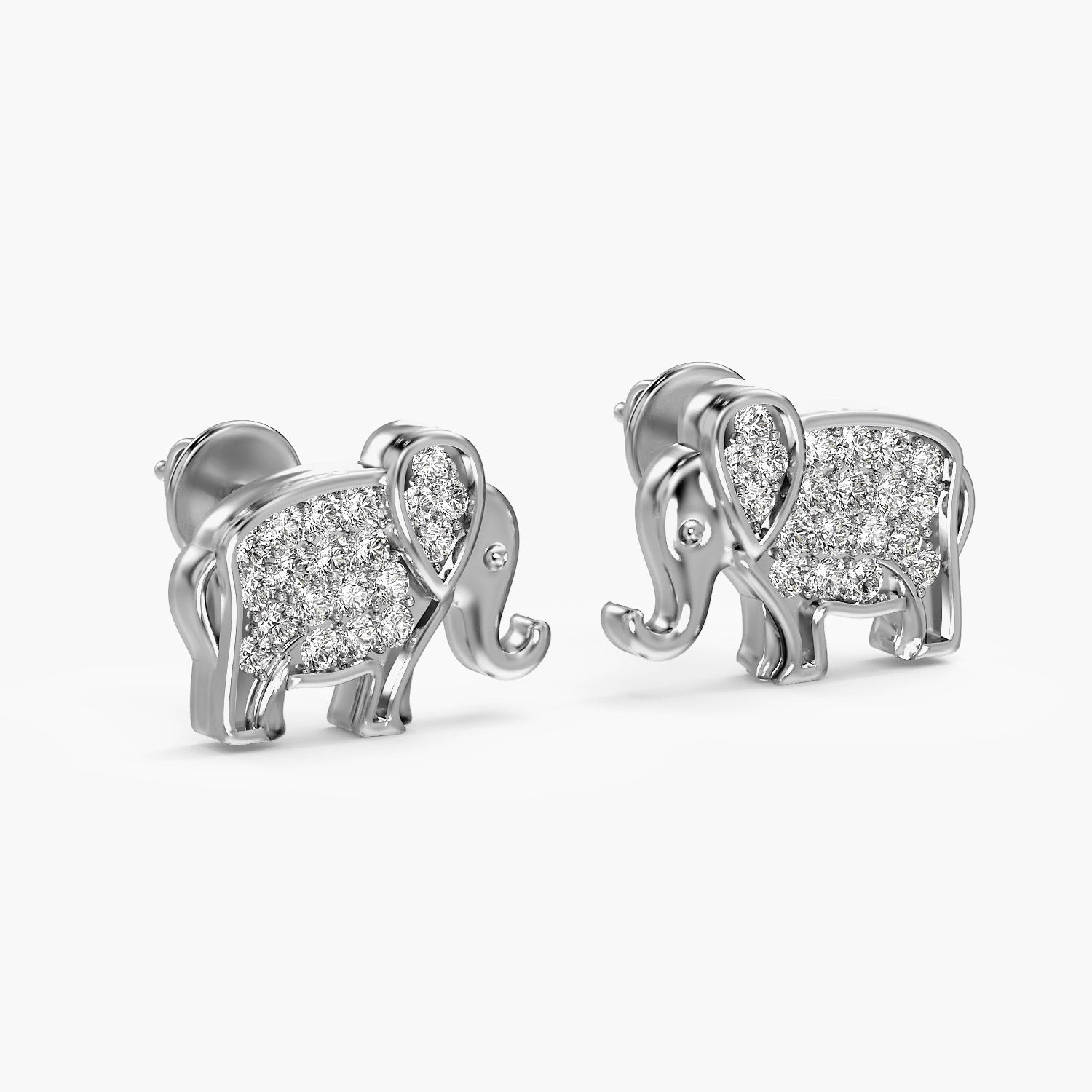 Elephant Motif Lab-Grown Diamond Earrings