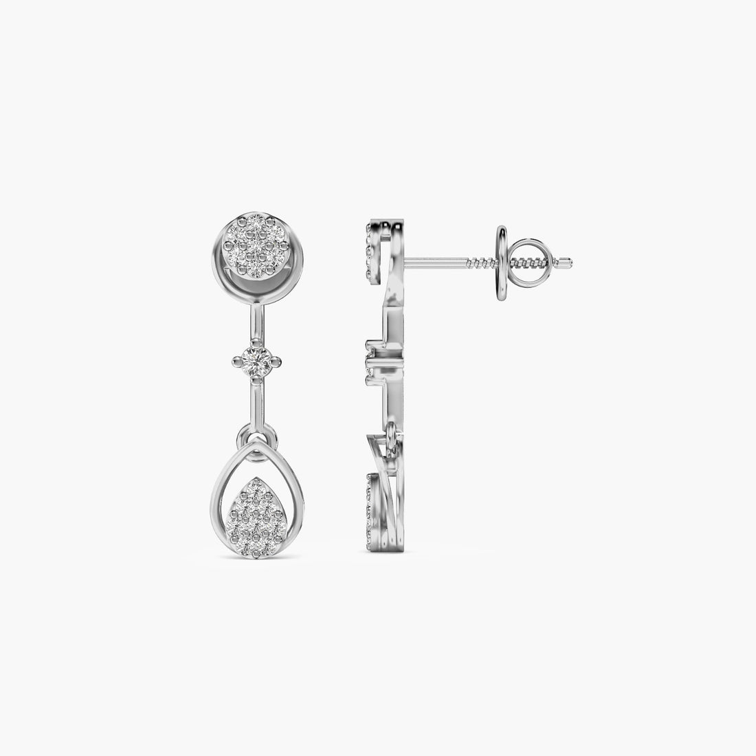 Glimmer Drops - Side View in White Gold - Diamond Jewellery by Moena