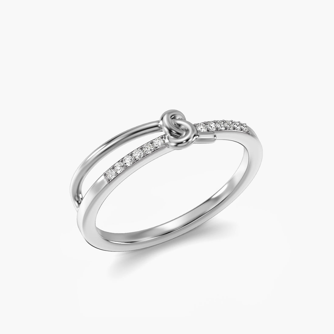 Knot of Joy - 3D View in White Gold - Diamond Ring by Moena