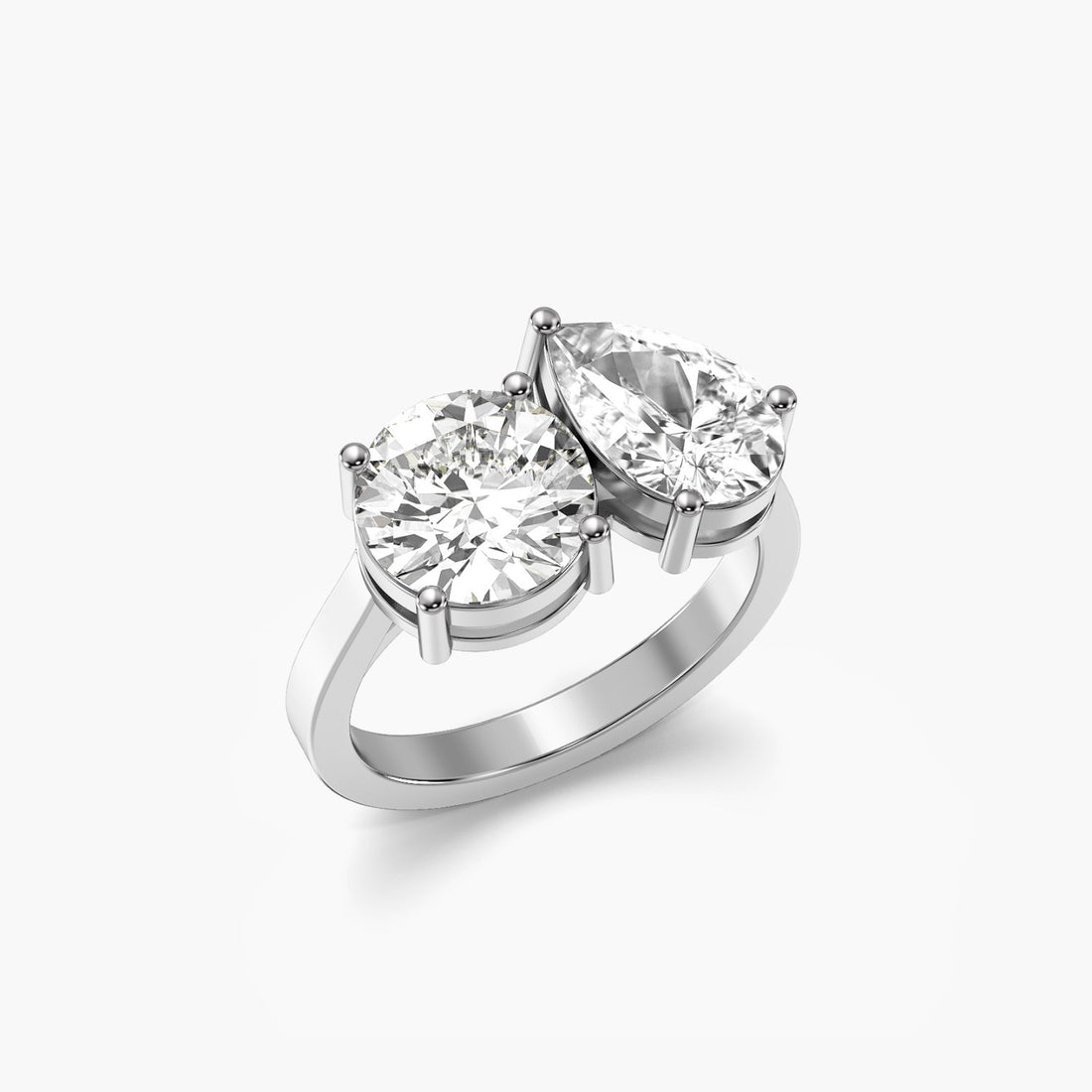 Dual Brilliance - 3D View in White Gold - Diamond Ring by Moena