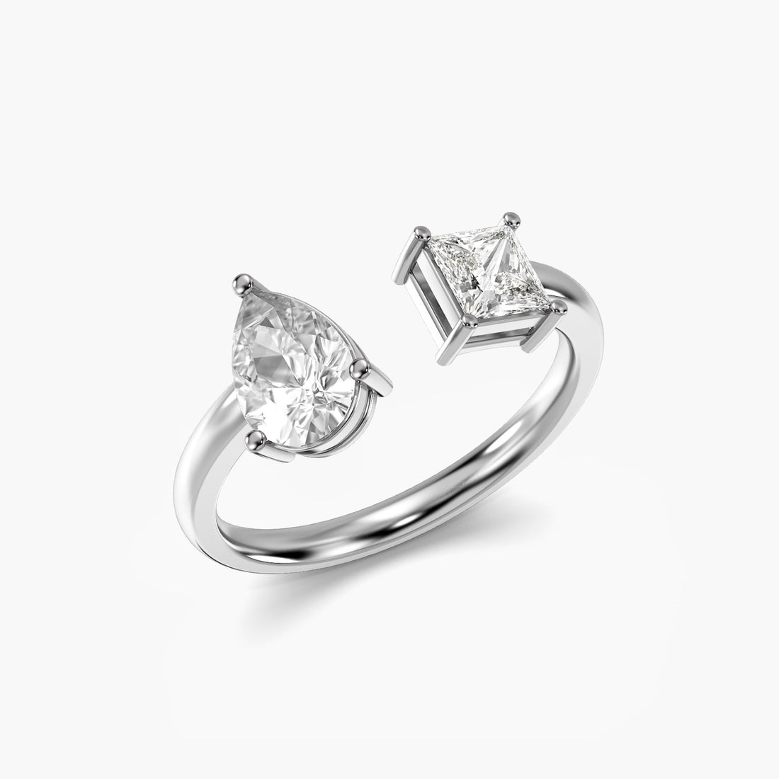 Graceful Fusion - 3D View in White Gold - Diamond Ring by Moena