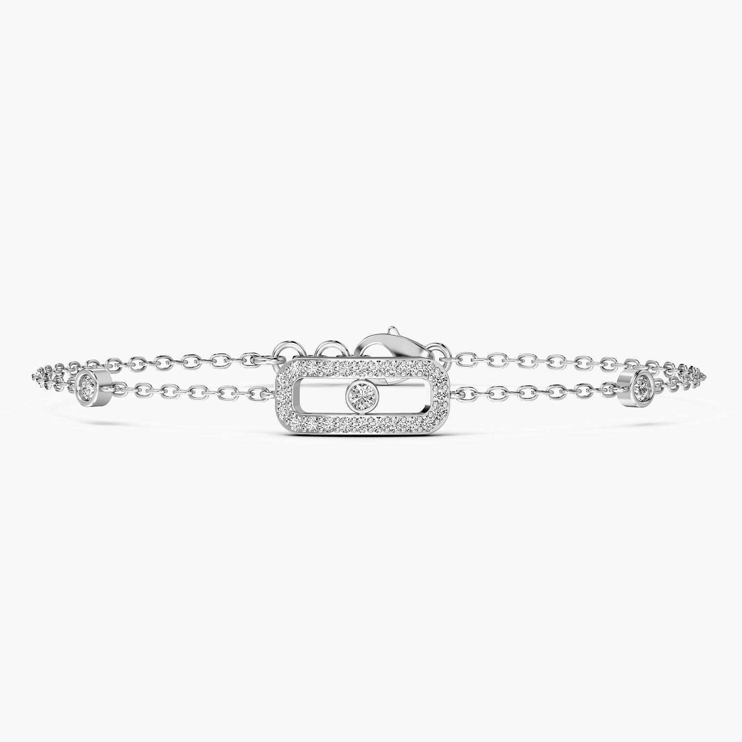 White Gold geometrical everyday wear lab grown diamond bracelet, perfect for wedding and anniversary gift. Everyday wear lab grown diamond and gold bracelets.