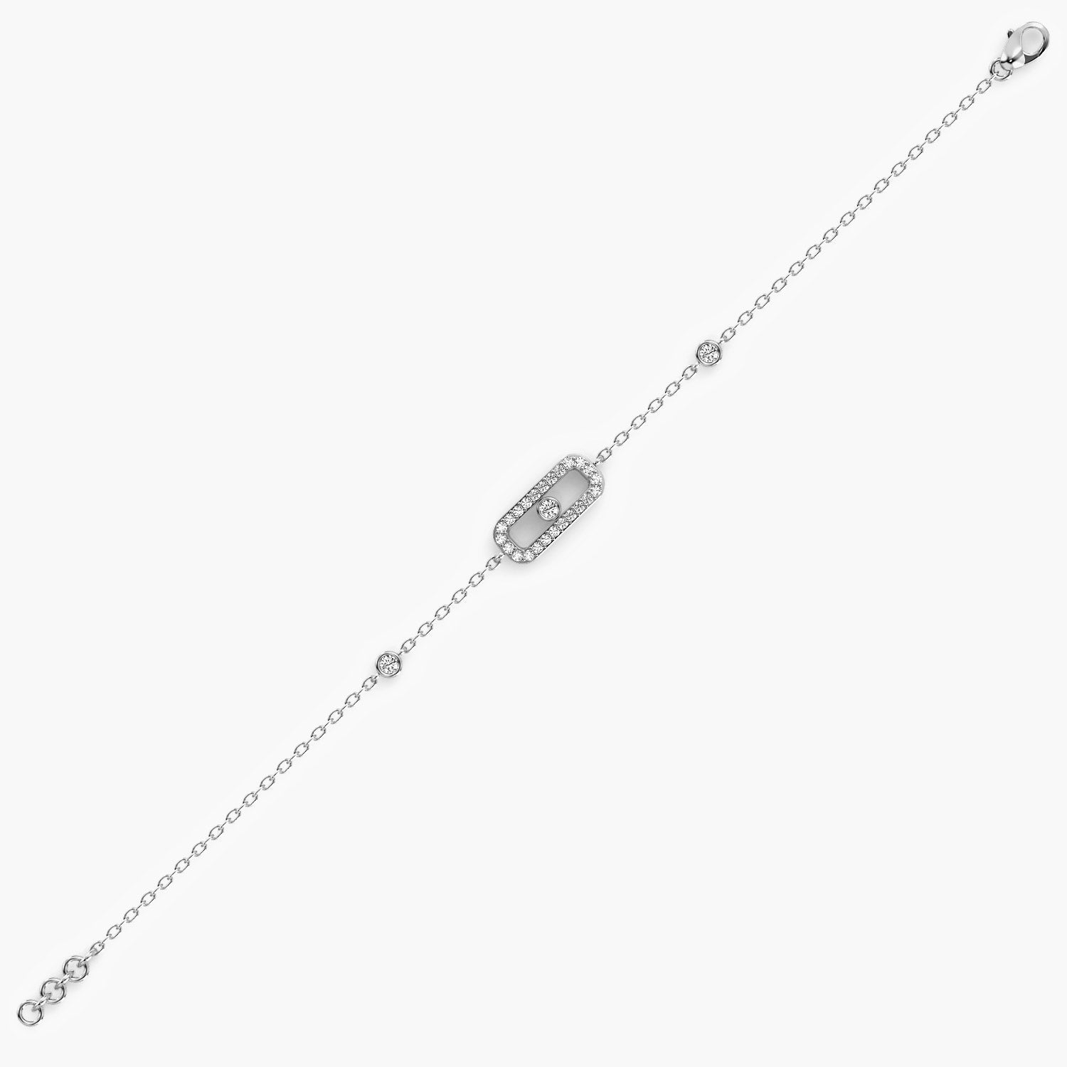 White Gold geometrical everyday wear lab grown diamond bracelet, perfect for wedding and anniversary gift. Everyday wear lab grown diamond and gold bracelets.