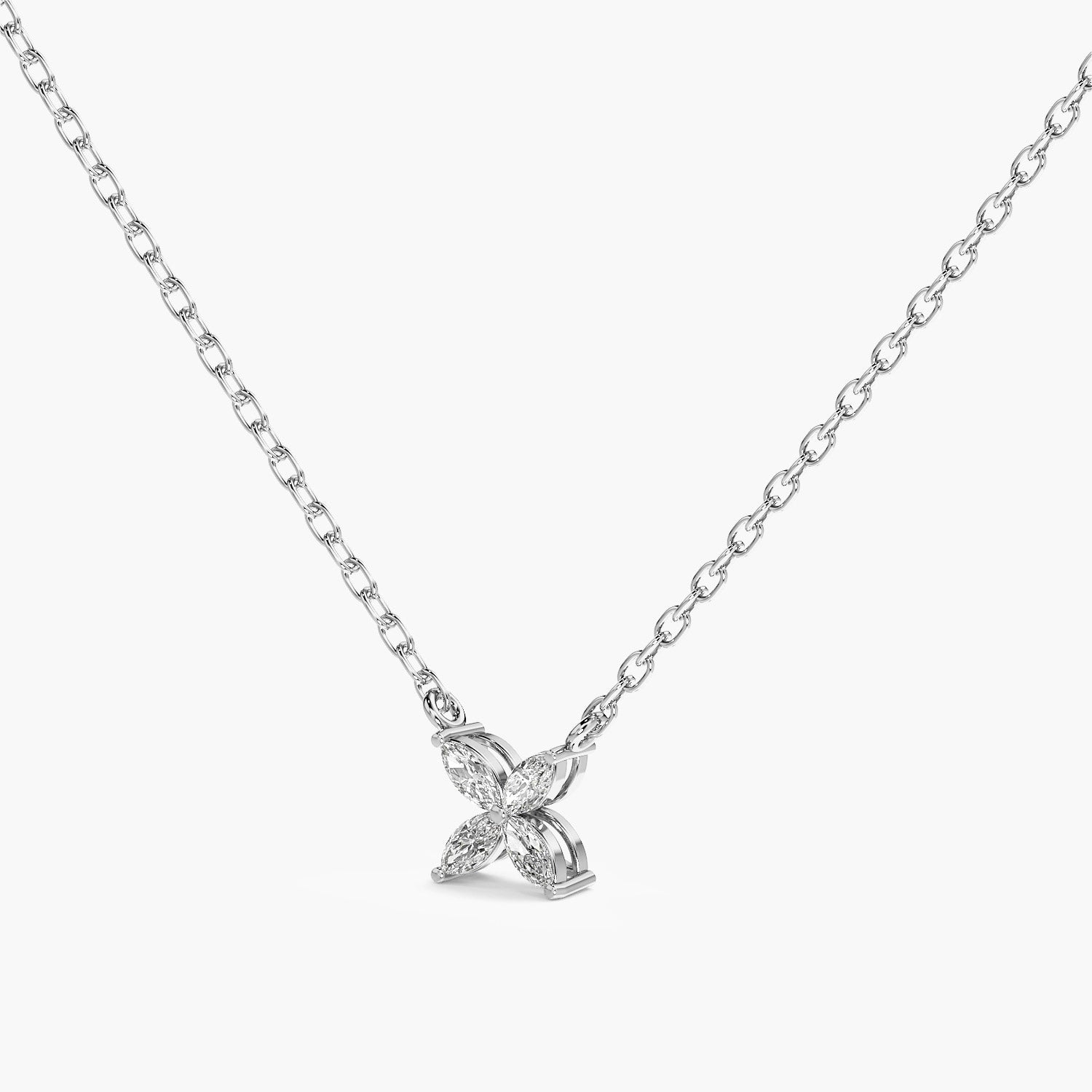 Floral Diamond Pendant Necklace(With Chain) - Moena