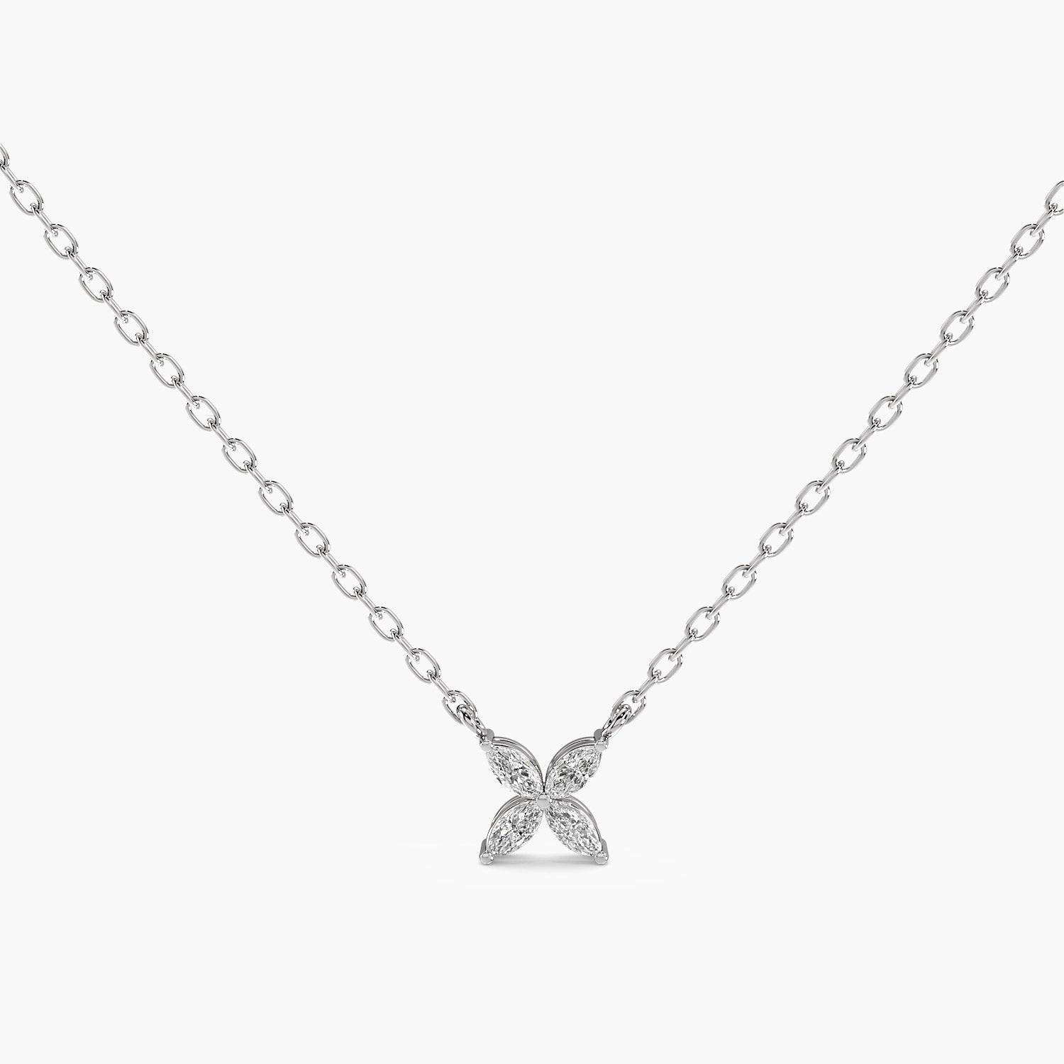 Floral Diamond Pendant Necklace(With Chain) - Moena