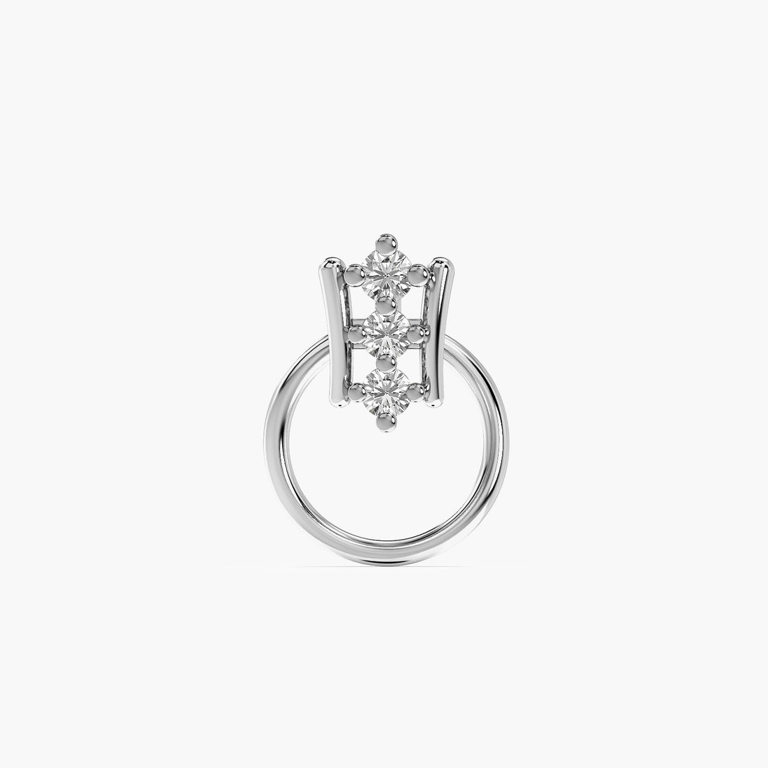 Halo Bar Lab-Grown Diamond Nose Ring - Front View in White Gold - Diamond Ring by Moena