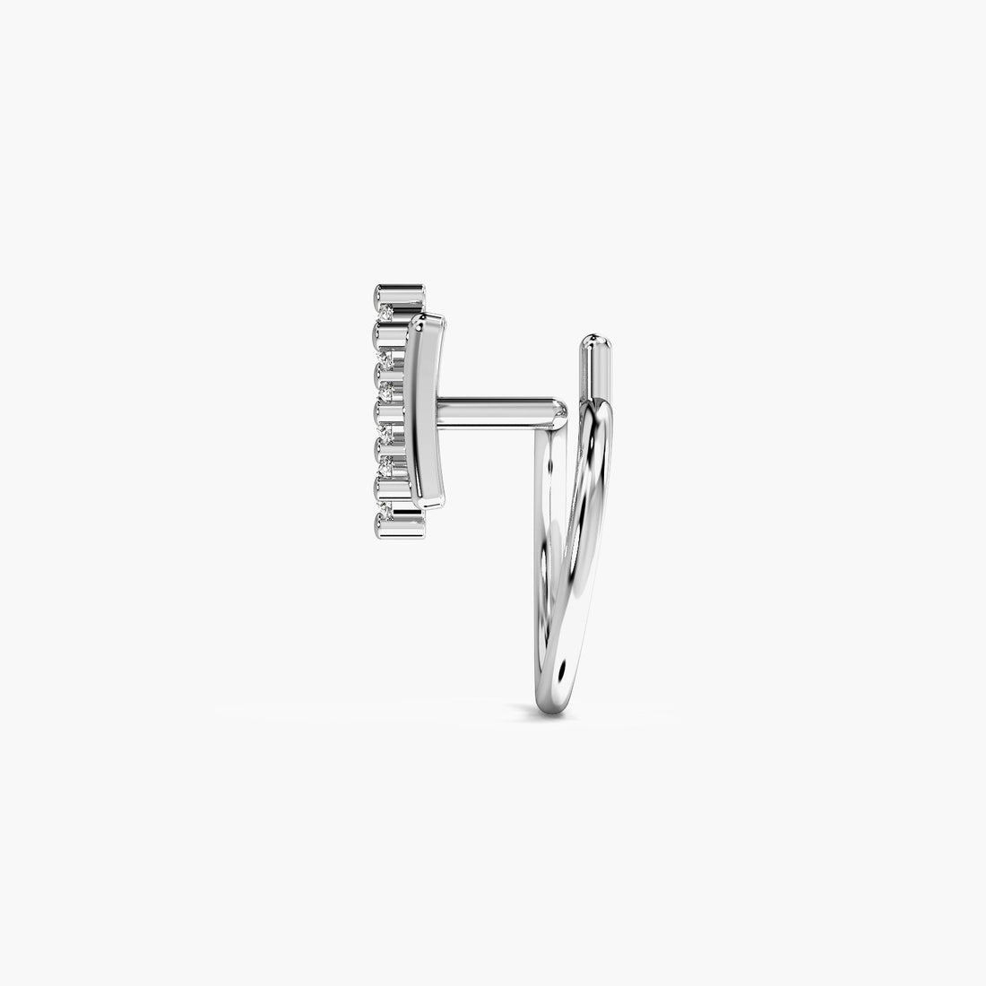 Halo Bar Lab-Grown Diamond Nose Ring - Side View in White Gold - Diamond Ring by Moena