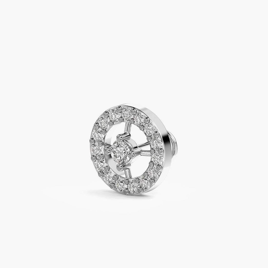 Celestial Halo Diamond Nosepin - 3D View in White Gold - Diamond Nosepin by Moena