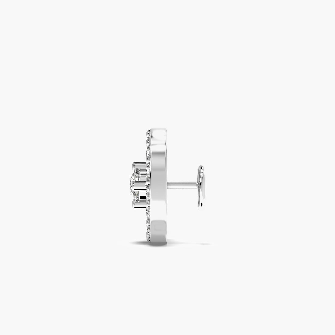 Celestial Halo Diamond Nosepin - Side View in White Gold - Diamond Nosepin by Moena