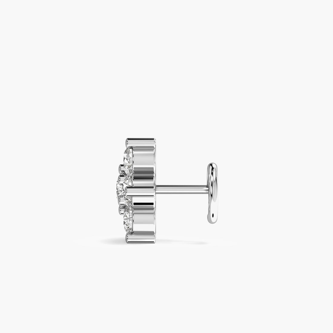 Floral Cluster Lab-Grown Diamond Nosepin - Side View in White Gold - Diamond Nosepin by Moena