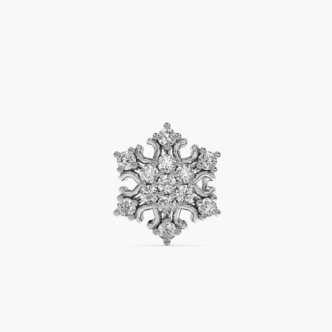 Snowflake Lab-Grown Diamond Nosepin - Front View in White Gold - Diamond Nosepin by Moena