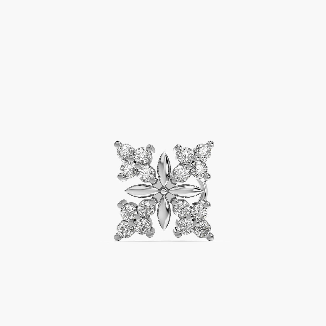 Floret Lab-Grown Diamond Nosepin - Front View in White Gold - Diamond Nosepin by Moena