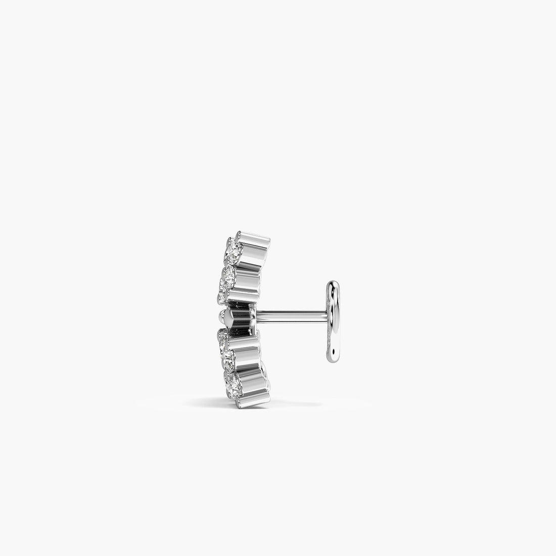 Floret Lab-Grown Diamond Nosepin - Side View in White Gold - Diamond Nosepin by Moena